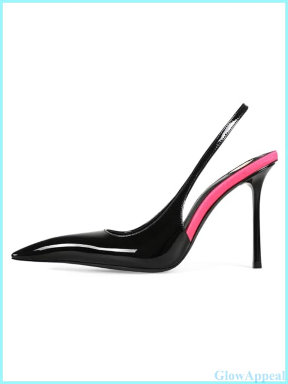 Slingback Heels Pointed Closed Toe Stiletto Faux Leather Elastic Strap